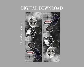Printable Dark romance Bookmark - instant download, gothic and moody
