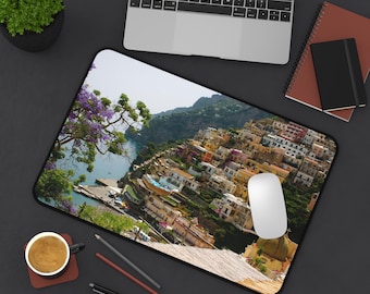 Positano Italy Desk Mat: Amalfi Coast Photo Print, Large Mouse Pad