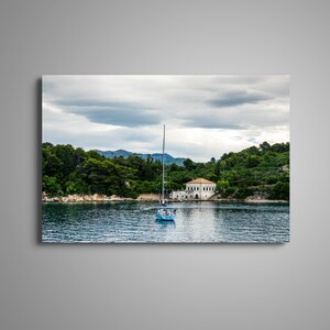 Kolocep Croatia Wall Art Canvas | Croatia | Coastal Island Photo | Sailboat Photo | Croatia Home Decor Wall Art | Seaside Photo Canvas