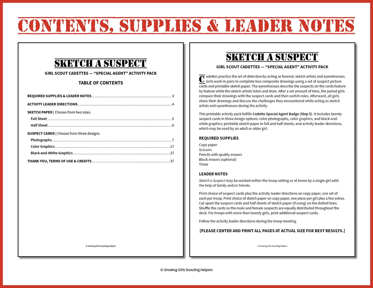 Girl Scout Cadettes: "special Agent" Printable Activity Pack | Sketch ...