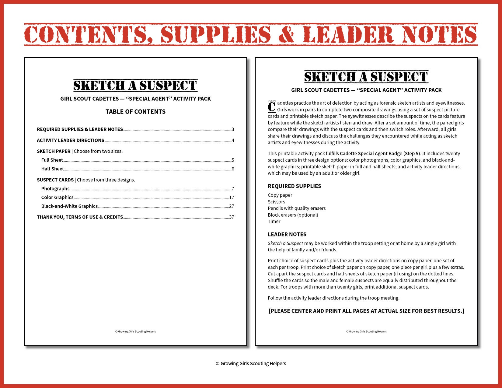 Girl Scout Cadettes: "special Agent" Printable Activity Pack | Sketch ...