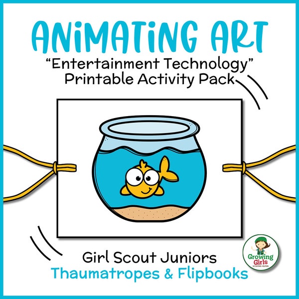 Girl Scout Juniors: "Entertainment Technology" Printable Badge Activities | Thaumatropes & Flipbooks for Step 1 | Instant PDF Download