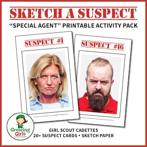 Girl Scout Cadettes: &quot;Special Agent&quot; Printable Activity Pack | Sketch Artist Badge Activity for Step 5 | 37-Page Instant PDF Download