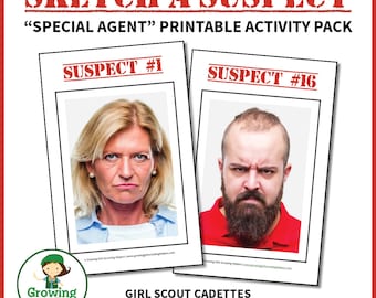 Girl Scout Cadettes: &quot;Special Agent&quot; Printable Activity Pack | Sketch Artist Badge Activity for Step 5 | 37-Page Instant PDF Download