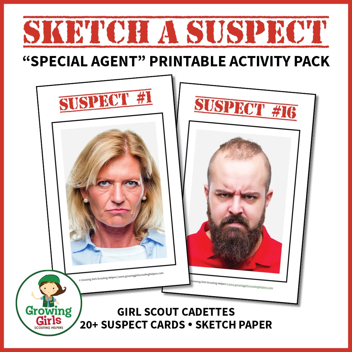 Girl Scout Cadettes: "Special Agent" Printable Activity Pack | Sketch Artist Badge Activity for Step 5 | 37-Page Instant PDF Download