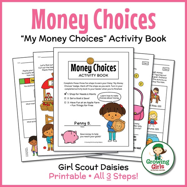 Girl Scout Daisies: "My Money Choices" Printable Activity Book | Badge Activities for All 3 Steps! | Instant PDF Download