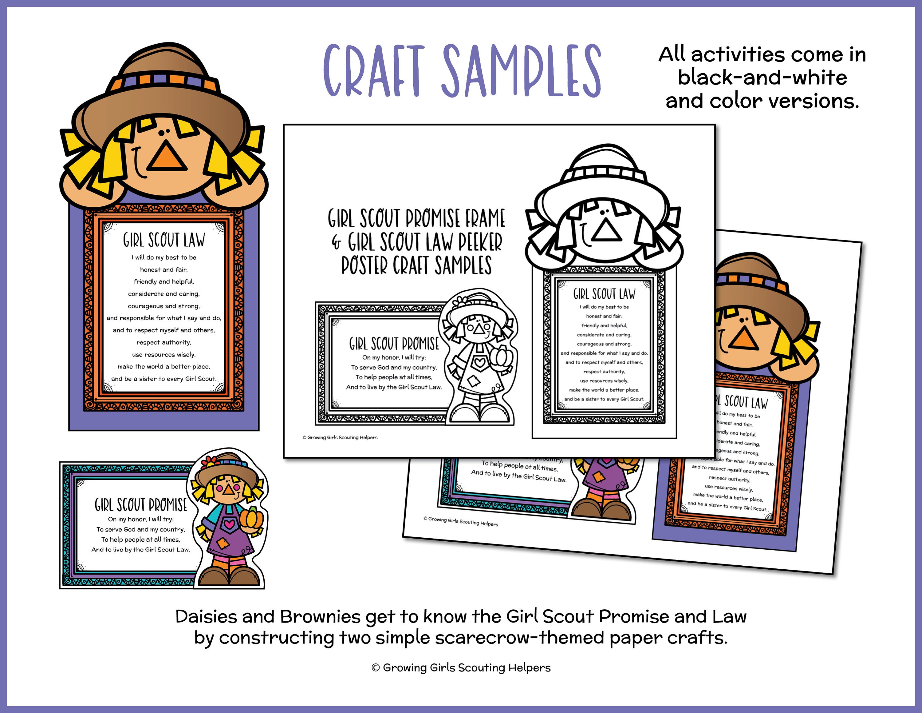 Girl Scout Promise &amp; Law: Fall Crafts Games Coloring Sheets - Etsy