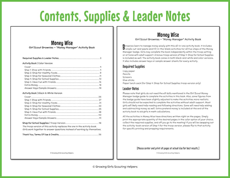 Girl Scout Brownies: "money Manager" Printable Activity Book | Badge ...
