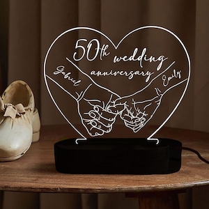 50th Anniversary Night light Gift, Personalized Anniversary Gift, 40th Wedding Anniversary Plaque,60th Anniversary Gift for Couple,