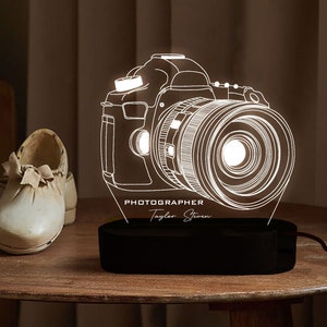 Personalized Photographer Camera Night Light,Custom Photography Lover Gift,Photographer Studio Desk Lamp,Camera Led Light Gift,birthday gift