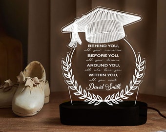 Personalized Graduation desk lamp,Behind You All Your Memories Night Light,Graduation Gift, Congrat School Gifts,Graduation Desk Lamp Gifts