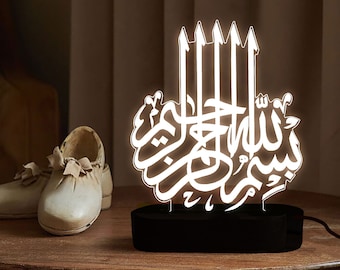 Eid Bismillah Night Light,Eid Mubarak Decoration LED lamp,islamic Desk Lamp,Ramadan Kareem decor,Muslim Friend gifts,Ramadan Fireplace Decor