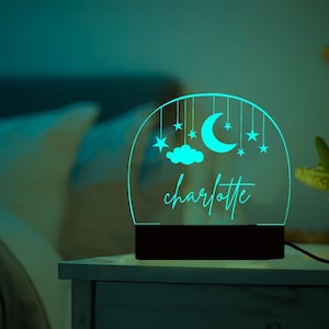 Moon and Star Personalized Night Light,Custom Clouds Night Light with Name,Nursery Decor,Custom Baby Bedroom Night Light,Kids Christmas Gift