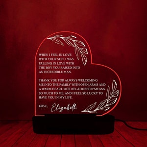 Personalisierte Mutter des Bräutigams Geschenk, zukünftige Schwiegermutter Geschenk Plakette, Geschenk von der Braut, Hochzeitsandenken Geschenke für Schwiegermutter, Hochzeitsgeschenk