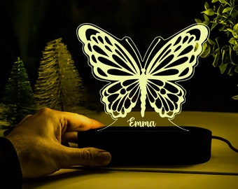Personalisierte Schmetterling Nachtlicht, benutzerdefinierte Schmetterling Nachtlicht mit Namen, Schmetterling Geschenke, Kinderzimmer Licht, Kinder Weihnachtsgeschenk, Schmetterling Dekor