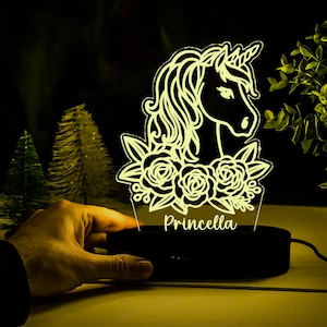 Custom Unicorn Night Light,Personalized Unicorn Night Lamp with Name, Baby Girl Gift,Custom Baby Bedroom Night Light,Kids christmas Gift