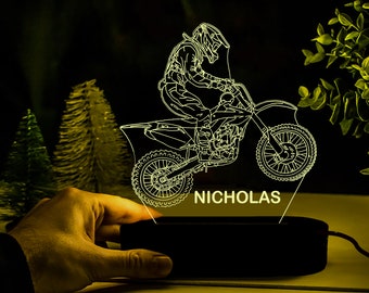 Motocross Dirt Bike Personalized Night Light,Custom motocross Night Light with Name,Christmas Present,Motocross Dirt Bike Acrylic Nightlight