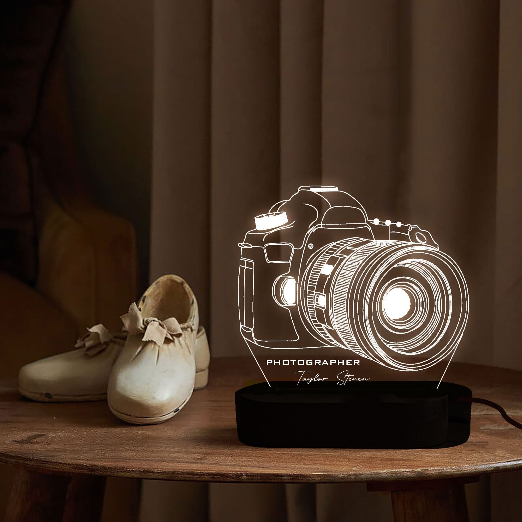 Personalized Photographer Camera Night Light,Custom Photography Lover Gift,Photographer Studio Desk Lamp,Camera Led Light Gift,birthday gift