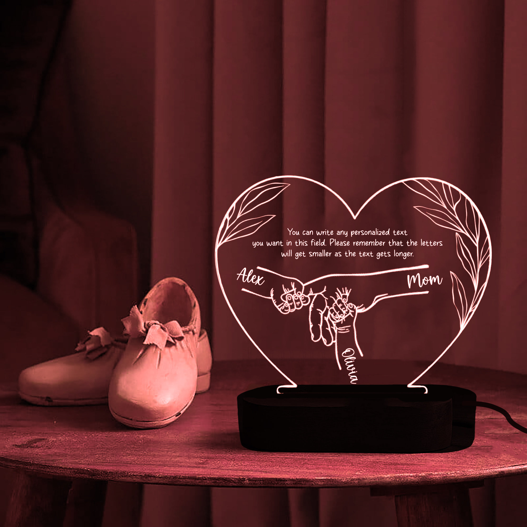 Custom Night Lamp Personalized Acrylic LED Night Light Mom And Baby Ho