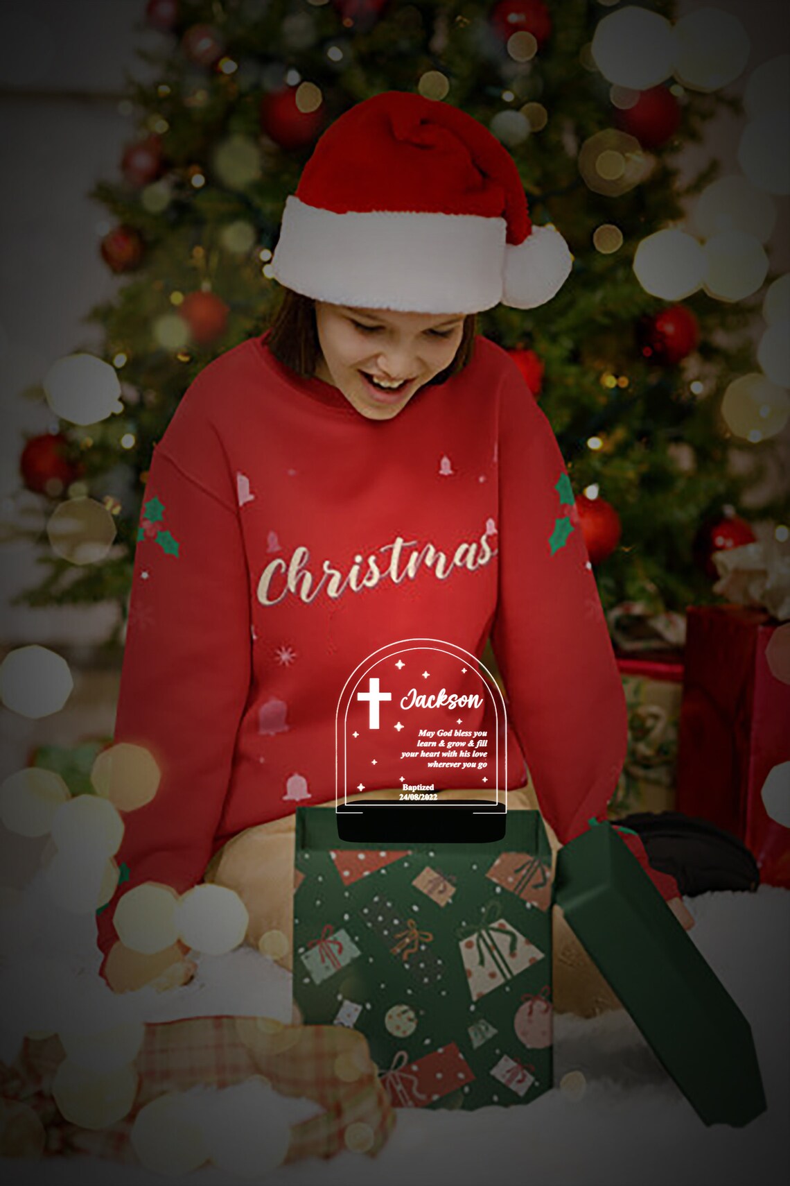 Personalized Baptism Night Light, Custom Baptism Gift for Kids