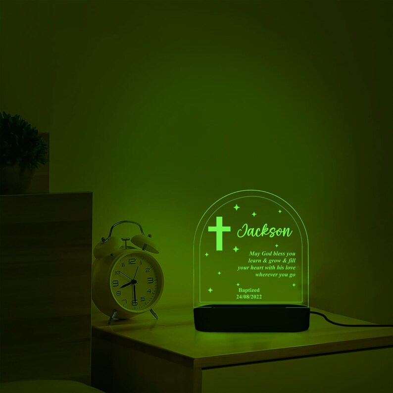 Personalized Baptism Night Light, Custom Baptism Gift for Kids