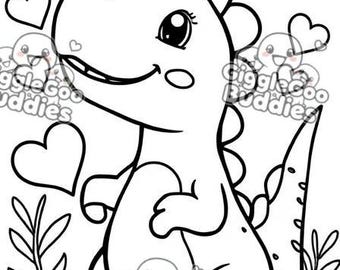 Valentine’s Day Dino – Cute Coloring Page for Kids