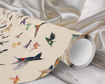 Watercolor Hummingbirds Wrapping Paper | Floral Pastel Gift Wrap | Floral, Elegant & Perfect for Spring Gifts