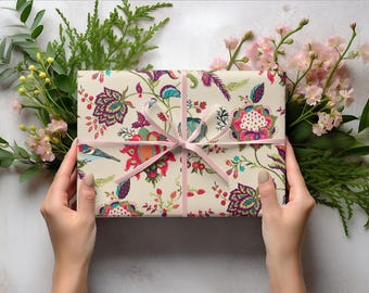 Vintage Floral Pattern Wrapping Paper | Botanical Gift Wrap Roll