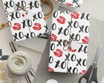 XOXO Lips Wrapping Paper | Romantic Kiss Print Gift Wrap