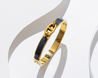 Gold cuff bracelet, 18K gold cuff bracelet, H gold cuff bracelet