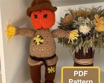 Beginner-Friendly Scarecrow Crochet Pattern – Fall & Halloween Amigurumi PDF – Indoor Only