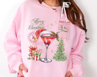 Christmas Martini Shirt, Merrier With a Martini Sweatshirt, A Tini Bit Merry, Making Spirits Bright, Christmas Party Outfit, Guest Check Top
