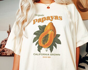 Papaya T-shirt, Vintage Papaya Tee, Retro Fruit Shirt, Summer T-shirt, Vintage Graphic Tee, Retro Comfort Colors Tee, Trendy Oversized Shirt