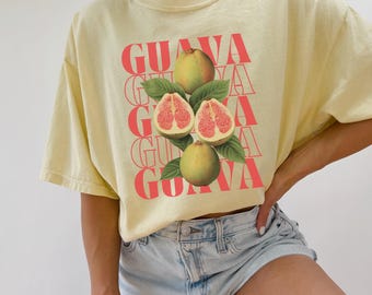 Guava Shirt, Vintage Guava Comfort Colors T-shirt, Fruit Graphic Tee, Exotic Fruit Tshirt, Tropical Fruit, Summer Top, Retro Vegan Shirt