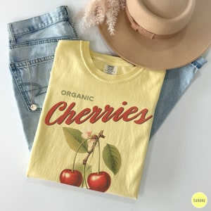 Cherry T-shirt, Vintage Cherry Tee, Retro Fruit Shirt, Summer T-shirt, Vintage Graphic Tee, Retro Comfort Colors Tee, Trendy Oversized Shirt image 8