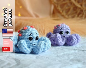 Bläckfisk. Virkmönster. Amigurumi-djur. PDF-fil engelska