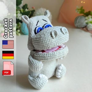 Nilpferd Geldbörse. Häkelanleitung. Amigurumi Geldbörse. PDF-Datei englisch, deutsch