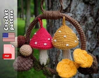 Guirlanda de Outono. Padrão de crochê. Arquivo PDF de amigurumi. Inglês