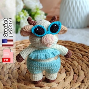 Kuh. Häkelanleitung. Amigurumi Tiere Häkelanleitung. PDF-Datei Englisch