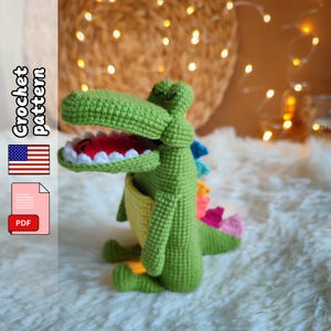 Crocodile crochet pattern, amigurumi purse, pattern croc wallet. PDF file English