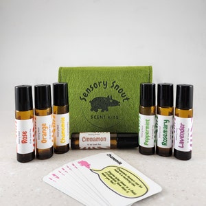 Duftbasiertes sensorisches Spielzeug - Autismus / ADHS-unterstützende Werkzeuge - 5 einzigartige Düfte für Kinder (Sie wählen 2 Duft) - Sensory Snout Duft-Kits mit Karten