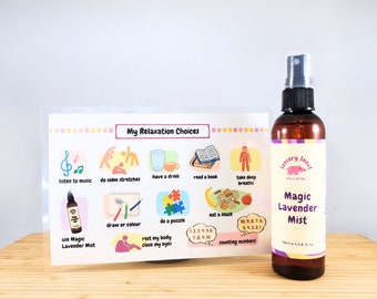 Lugnande lavendelspray med avslappningsvalskort - Sensorisk spray (120 ml)