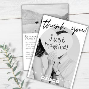 WEDDING THANK YOU - Wedding Thank You Card Template, Wedding Template, Photo Wedding Thank You, Editable Modern Thank You Template, Canva