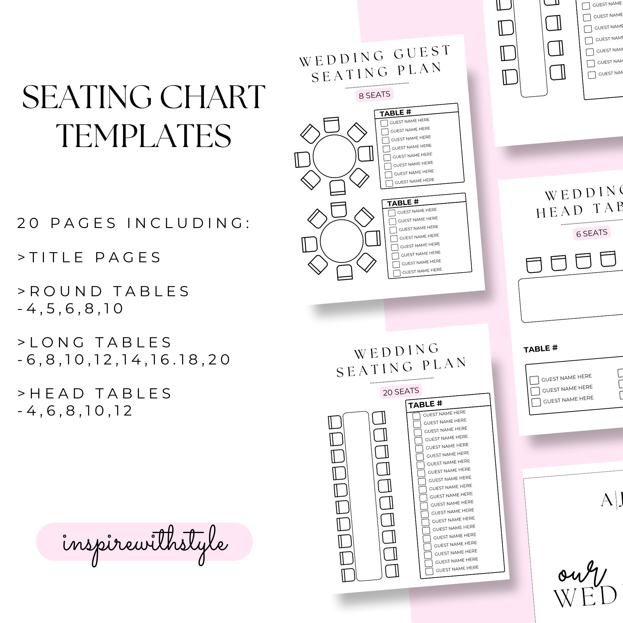 WEDDING SEATING CHART -- Printable Event Table Seating Template ...