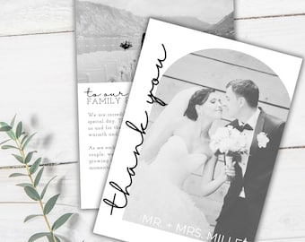 GRACIAS DE BODA - Plantilla de tarjeta de agradecimiento de boda, plantilla de boda, agradecimiento de boda con foto, plantilla de agradecimiento moderna editable, Canva