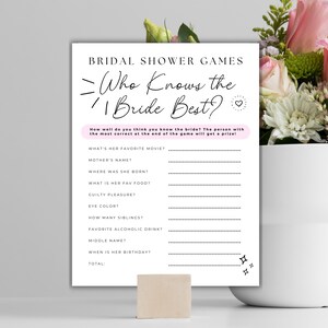 BRIDAL SHOWER GAME -- Who Knows the Bride Best Game, Printable Bridal Shower Game, Fun Bridal Shower Activity, Editable Template, Canva