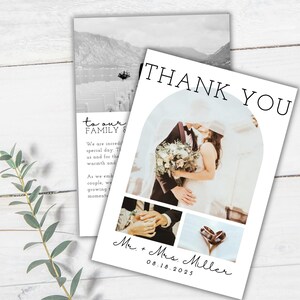 WEDDING THANK YOU - Wedding Thank You Card Template, Wedding Template, Photo Wedding Thank You, Editable Modern Thank You Template, Canva