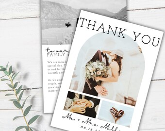 GRACIAS DE BODA - Plantilla de tarjeta de agradecimiento de boda, plantilla de boda, agradecimiento de boda con foto, plantilla de agradecimiento moderna editable, Canva