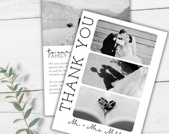 Photo Wedding Thank You Card Template – Editable Modern Design (Canva)