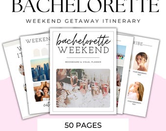 BACHELORETTE PLANNER -- Modern Bachelorette Itinerary Template, Digital & Editable Bachelorette Planner, Girls Getaway Guide, Canva Template